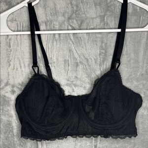 Auden Black Lace Sheer Adjustable Strap Back Clasp Underwire Bra Size 34B